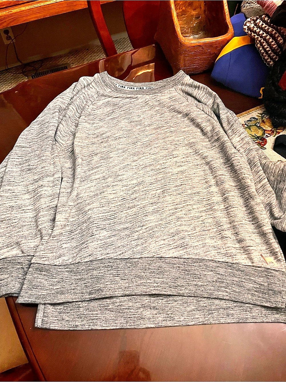 Victoria's Secret PINK Marled Pullover Sweatshirt in Gray Size Large